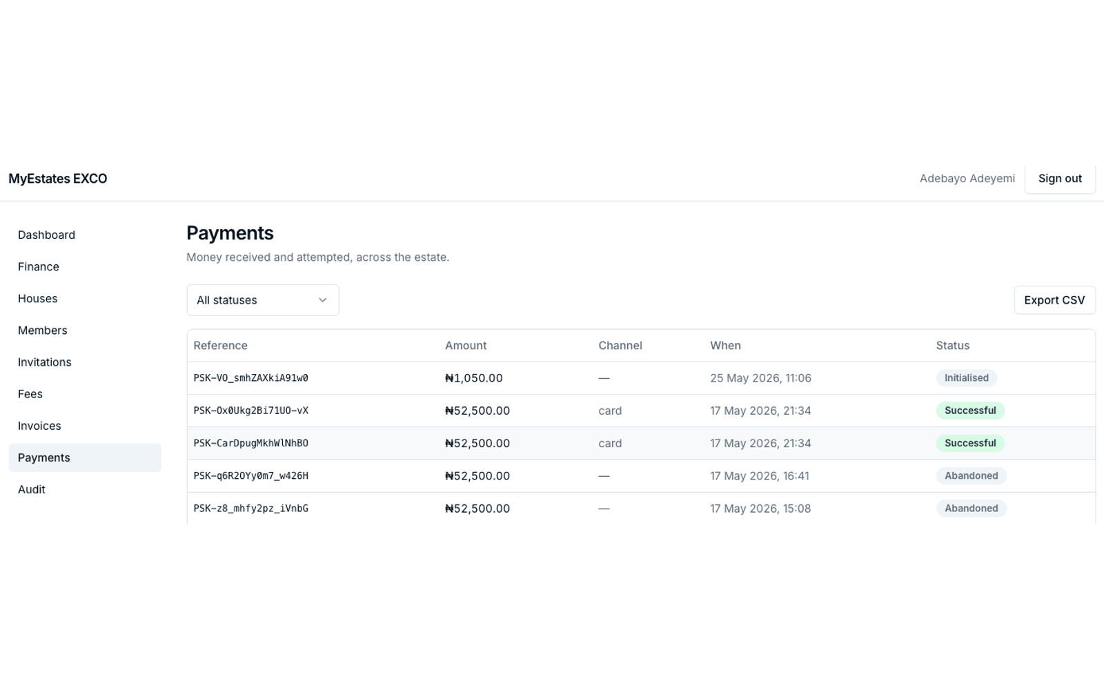 Live reconciliation — payments arriving and marking invoices paid in real time